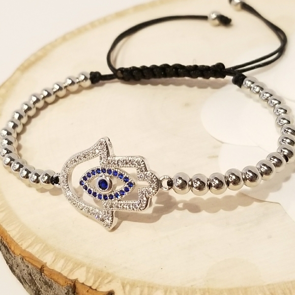 NEW Hamsa Evil Eye Pave CZ Bracelet - Picture 4 of 7